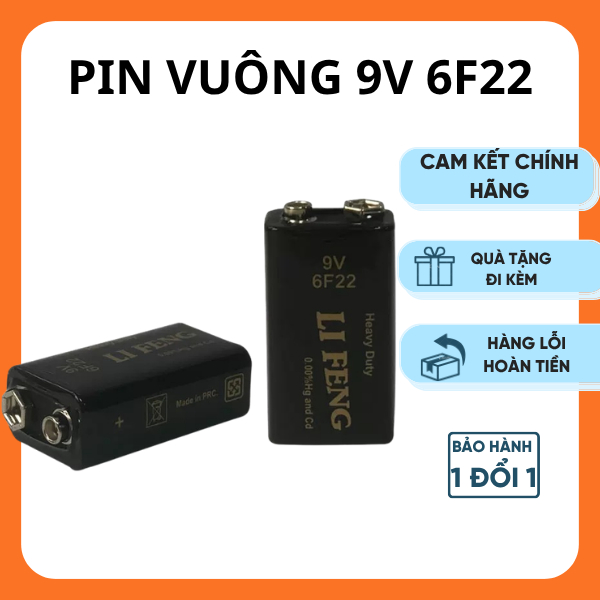 Pin 9V 6F22,pin vuông 9V heavy duty, pin 9V carbon, pin 9V micro, pin 9V dùng đồng hồ đo, pin 9V thi
