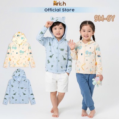 Áo khoác chống nắng Arich, vải sợi tre petit, mềm, mát, cho bé trai, bé gái size 9 tháng đến 6 tuổi