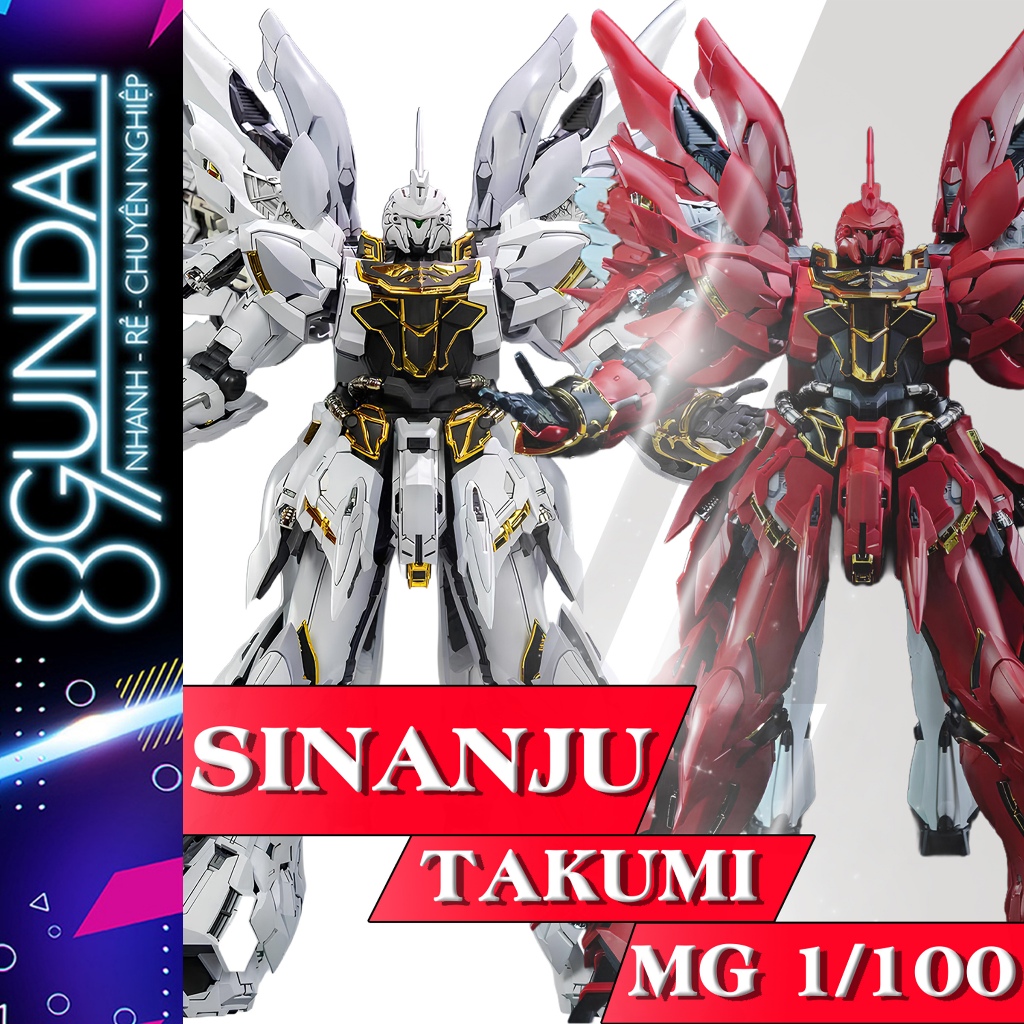 [CÓ SẴN] Mô Hình Lắp Ráp MG Sinanju Takumi White Wolf / Red Comet ver. (tặng kèm decal nước)