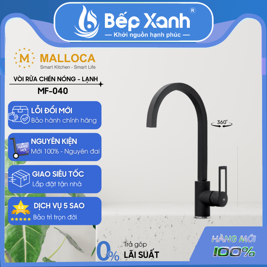 Vòi Rửa Chén Malloca MF-040 - Đồng Sơn Giả Đá - Hàng chính hãng