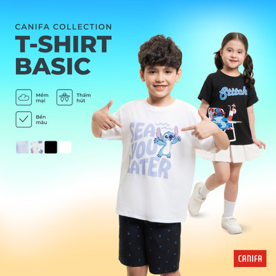 Áo phông unisex trẻ em CANIFA cổ tròn ngắn tay 3TS26S005