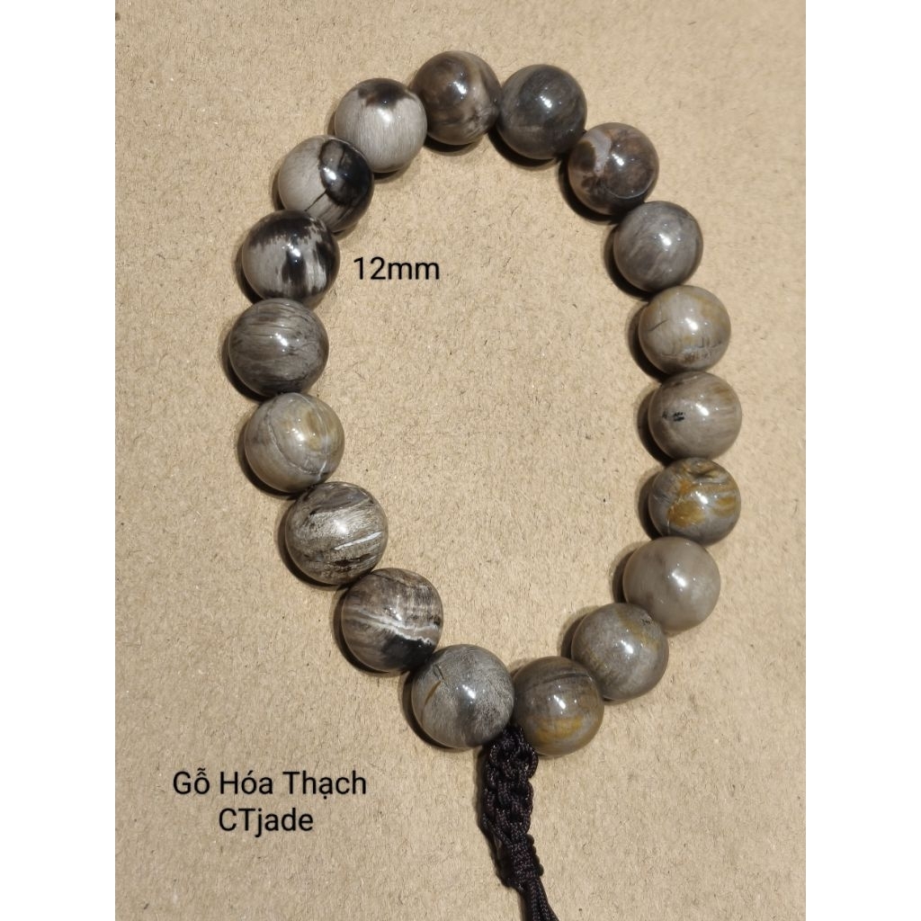CTjade 2604153 Chuỗi hạt Gỗ Hóa Thạch bình an may mắn