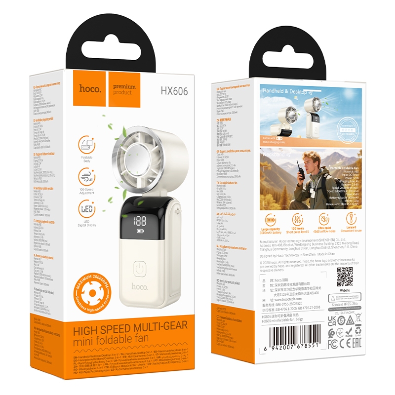 (Bảo Hành 12 Tháng) Quạt Cầm Tay Mini HX606 Gấp Gọn Dây Đeo,Quạt Tích Điện Pin 3000mAh Làm Mát 8 Giờ | BigBuy360 - bigbuy360.vn