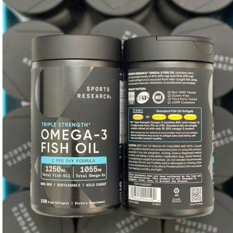 Sports Research Triple Strength Omega 3 Fish Oil 1250mg - Viên Uống Dầu Cá Omega 3 Fish Oil Mỹ