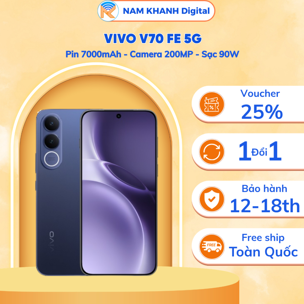 Điện thoại Vivo V70 FE 5G - (12/256GB) - Sạc nhanh 90W - Pin 7000mAh - Hàng Chính Hãng - Nam Khanh D