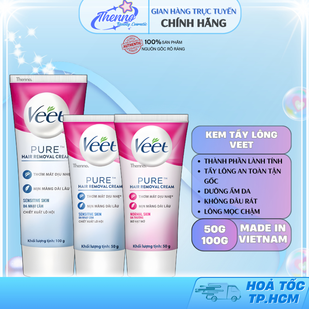 Kem Tẩy Lông Veet Silk & Fresh Dành Cho Da Thường 50g Silk & Fresh Lotus Milk & Jasmine