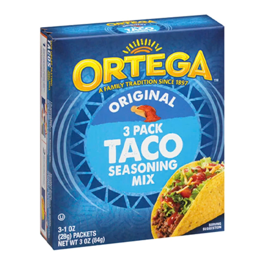 Gia Vị Bánh Taco Sea Soning Mix Original Hiệu Ortega 84G-Hộp 3 Pack