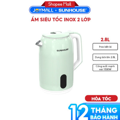 Ấm Siêu Tốc 2.8L SHD1364 Sunhouse Inox Cao Cấp, Vỏ Nhựa Cách Nhiệt, Nấu Sôi Nhanh Chóng - JoyMall