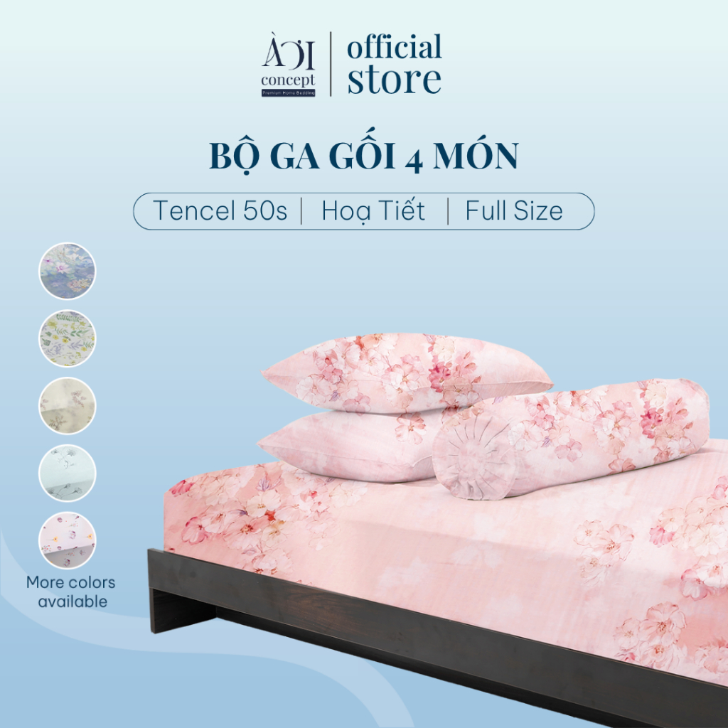 Bộ Ga Gối 4 Món Lụa Tencel 50s AOICONCEPT nhiều Hoạ Tiết Đủ Size cao cấp Hàn Quốc Êm Ái Thoáng Mát 1