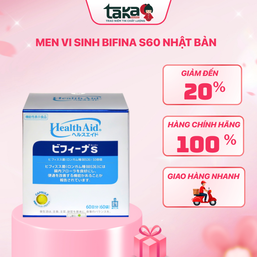 Men Vi Sinh Bifina S Nhật Bản - Giúp Cải Thiện Hệ Vi Sinh Vật Đường Ruột, Hỗ Trợ Tiêu Hóa 60 Gói