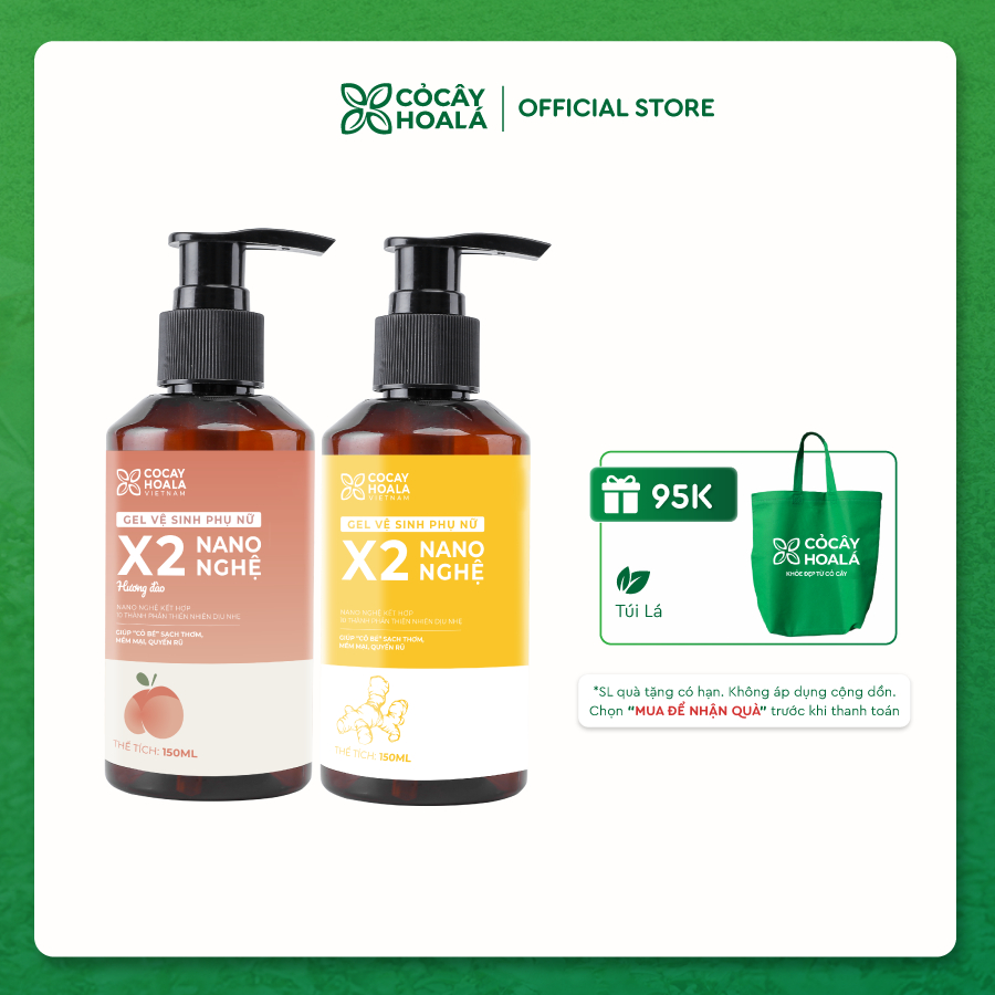 Dung Dịch Vệ Sinh Cỏ Cây Hoa Lá Gel x2 Nano Nghệ Làm Sạch 150ml PHÙ HỢP Cho Mẹ Bầu