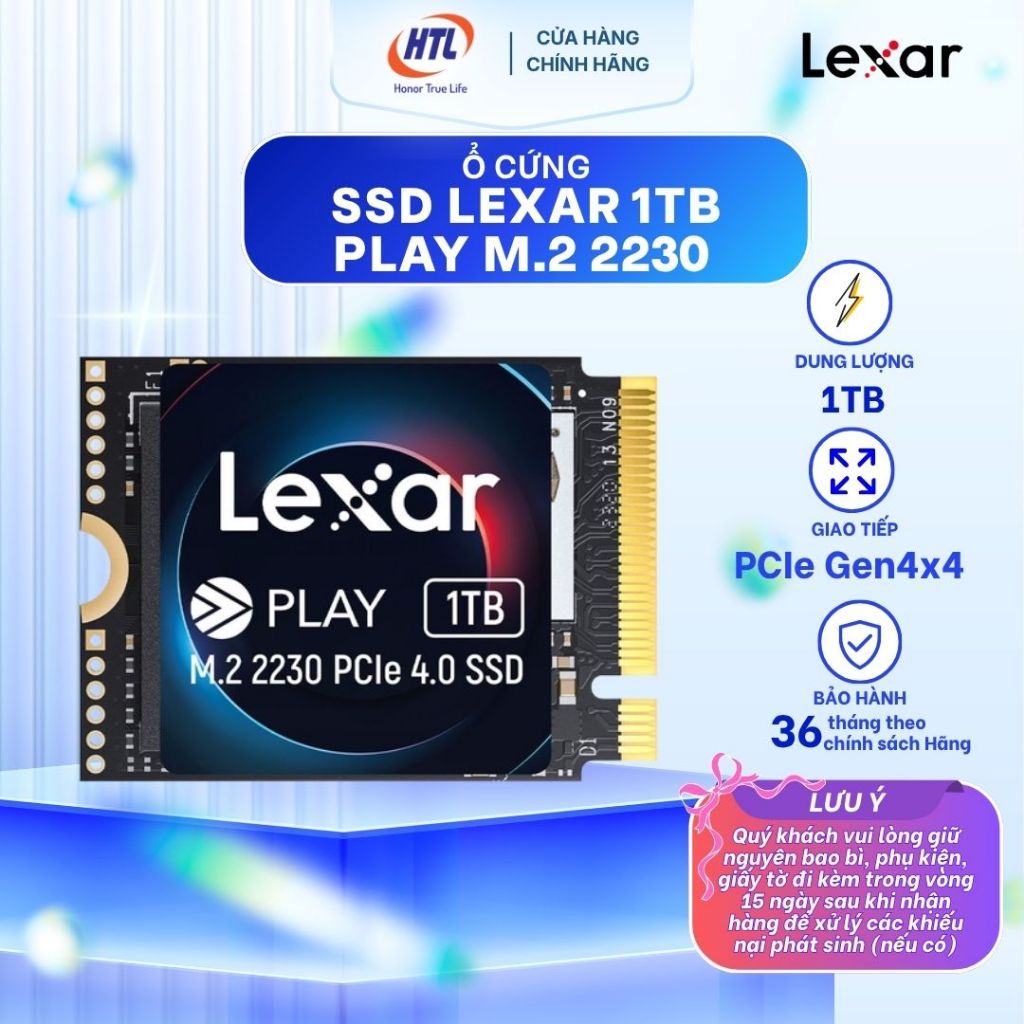 Ổ cứng SSD LEXAR 1TB PLAY M.2 2230 PCIe Gen4 x4 NVMe LNMPLAY001T-RNNNG (HÀNG CHÍNH HÃNG)