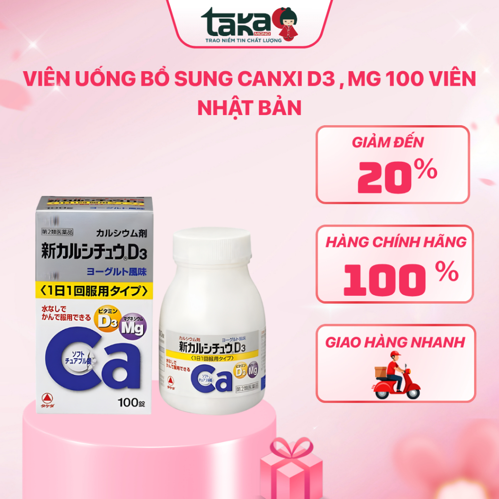 Viên uống bổ sung Canxi D3 , Mg 100 viên - Nhật Bản