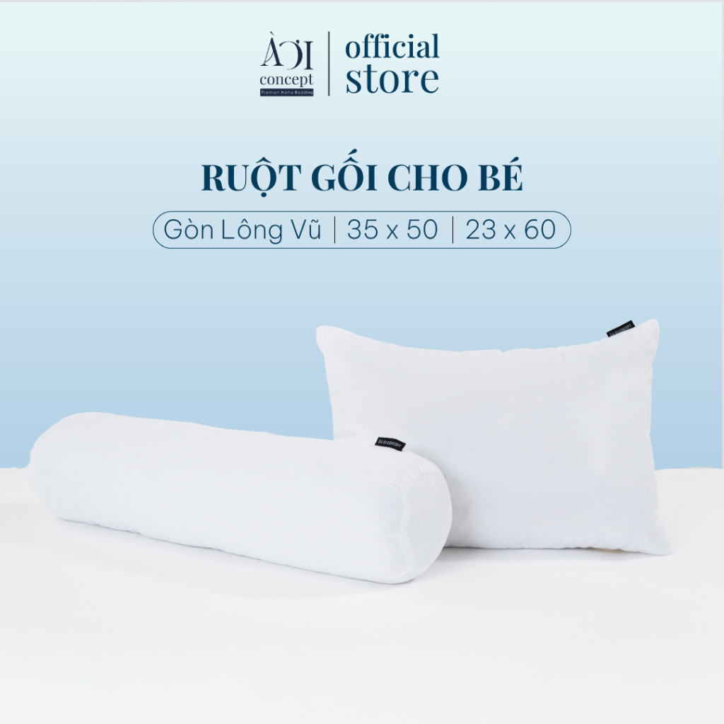 Ruột Gối Nằm Gối Ôm cho bé Cao Cấp AOICONCEPT Gối Nằm Lông Vũ Chuẩn Khách Sạn Êm Ái