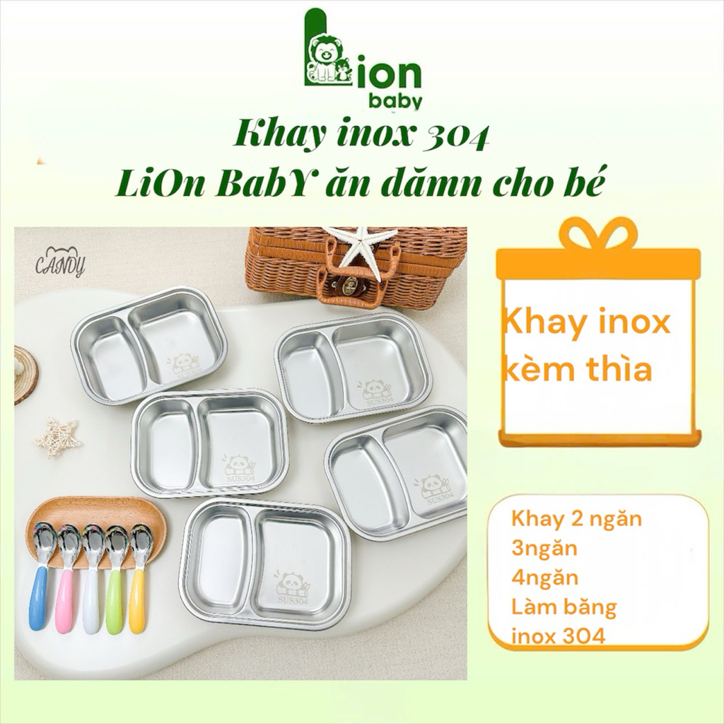 [BỘ FULL SET 3 MÓN] Khay Ăn Dặm Lúa Mạch + KHAY INOX  Đáng Yêu Cho Bé
