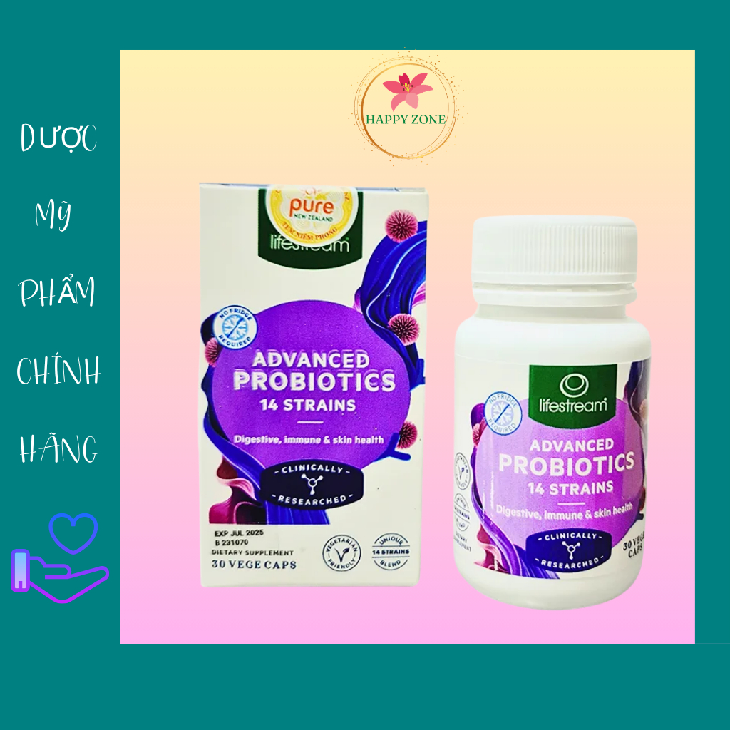 Men Vi Sinh 14 Chủng Lifestream Advanced Probiotics New Zealand 30 viên