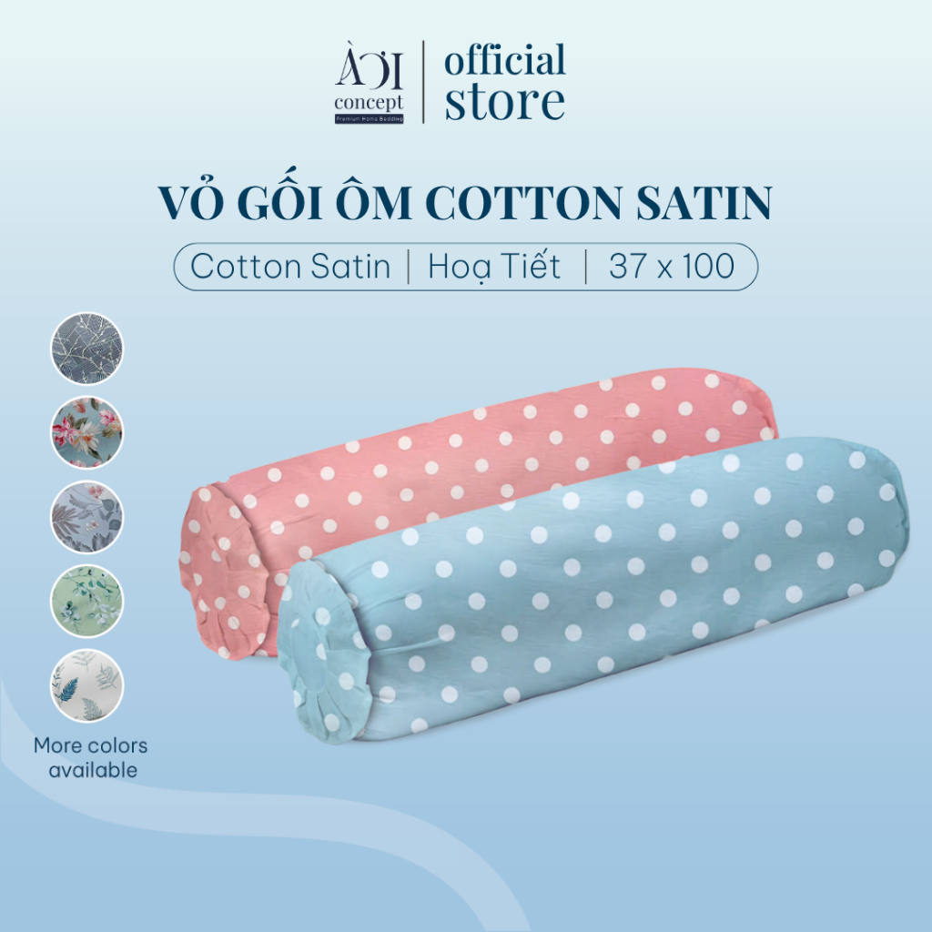 Vỏ Gối Ôm Cotton Satin Hàn Quốc AOICONCEPT Size 37x100cm Cao Cấp Nhiều Hoạ Tiết  Dây kéo khoá