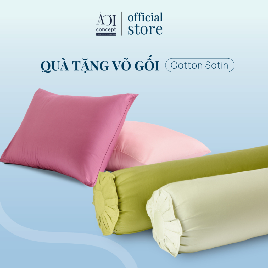 [QUÀ TẶNG] Vỏ gối ôm Vỏ gối nằm Cotton Satin AOICONCEPT cao cấp MÀU TRƠN