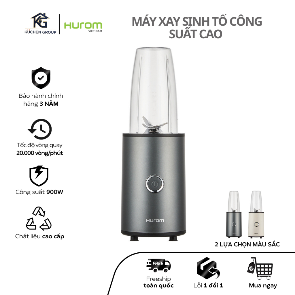 [HUROM] Máy Xay Sinh Tố 900W • AISI 301 • Cối Tritan Cao Cấp • Bảo Hành 3 Năm