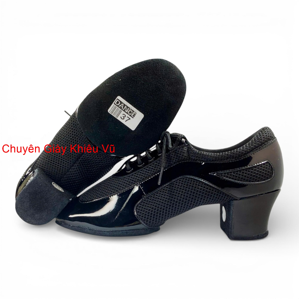 Giày Tập Khiêu Vũ Dancesport 9235 KDance Gót 5.5cm (9235K5P) - Đen Bóng (Tặng Túi Đựng Giày)(Form nh