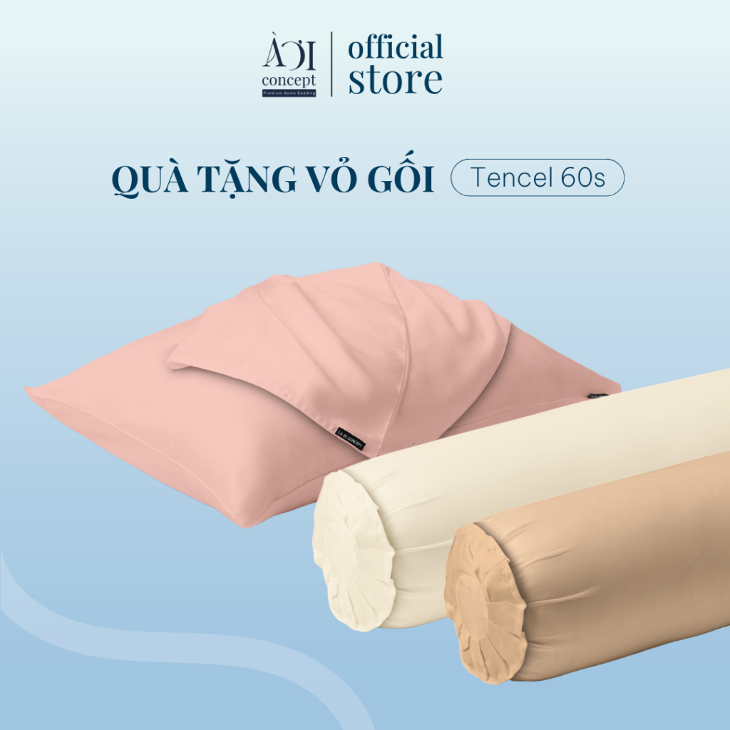 [QUÀ TẶNG] Vỏ gối ôm Vỏ gối nằm Lụa Tencel 60s AOICONCEPT cao cấp MÀU TRƠN