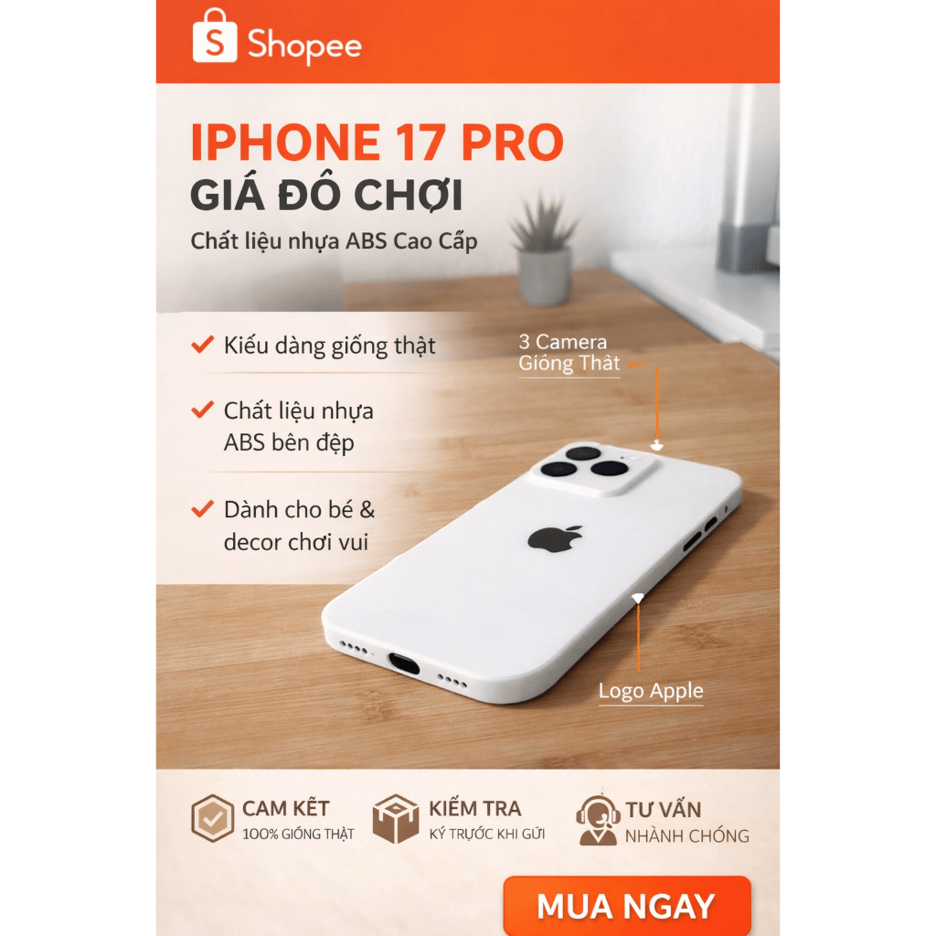 Mô Hình Điện Thoại iP17 Pro Giống Thật – Đồ Chơi, Decor, Trưng Bày