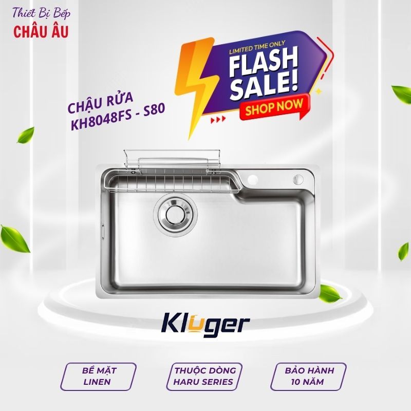 CHẬU RỬA CHÉN KLUGER KH8048FS - S80 – 1 HỐ RỘNG, CHUẨN NHẬT & TỐI ƯU KHÔNG GIAN