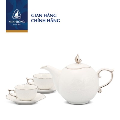 Bộ Trà Sứ Cao Cấp Minh Long 0.7 L - SEN IFP - Chỉ Bạch Kim