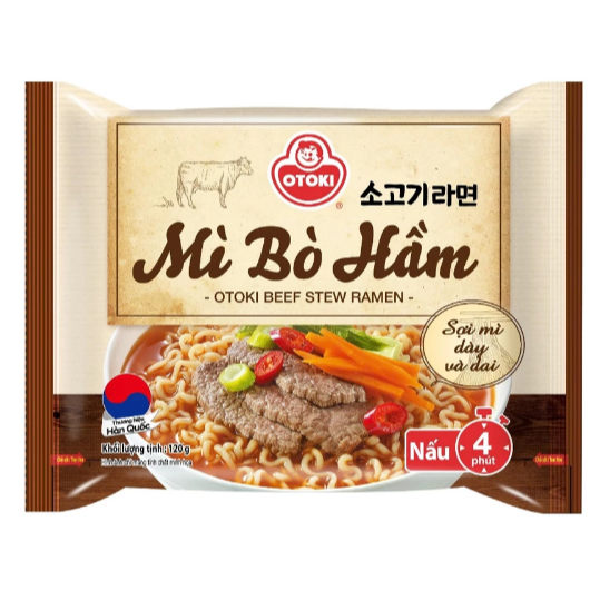 Mì Bò Hầm Ottogi/Otoki 120G - Hương Vị Đậm Đà, Sợi Mì Dai Ngon Chuẩn Hàn - Chính Hãng