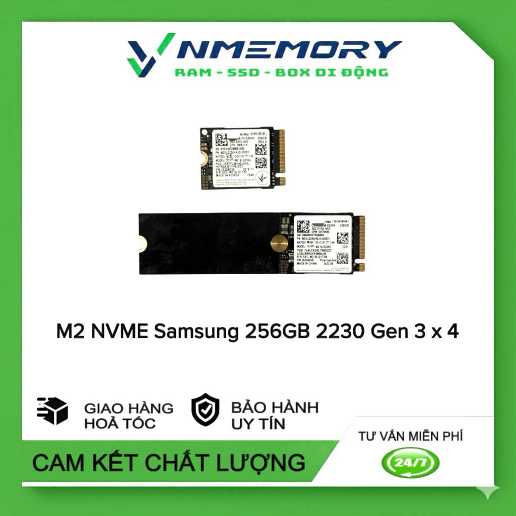 Ổ cứng SSD Samsung M2 NVMe PCI-e 256GB 2230 gen 3x4 tháo máy sức khỏe 9x%(crystal disk)