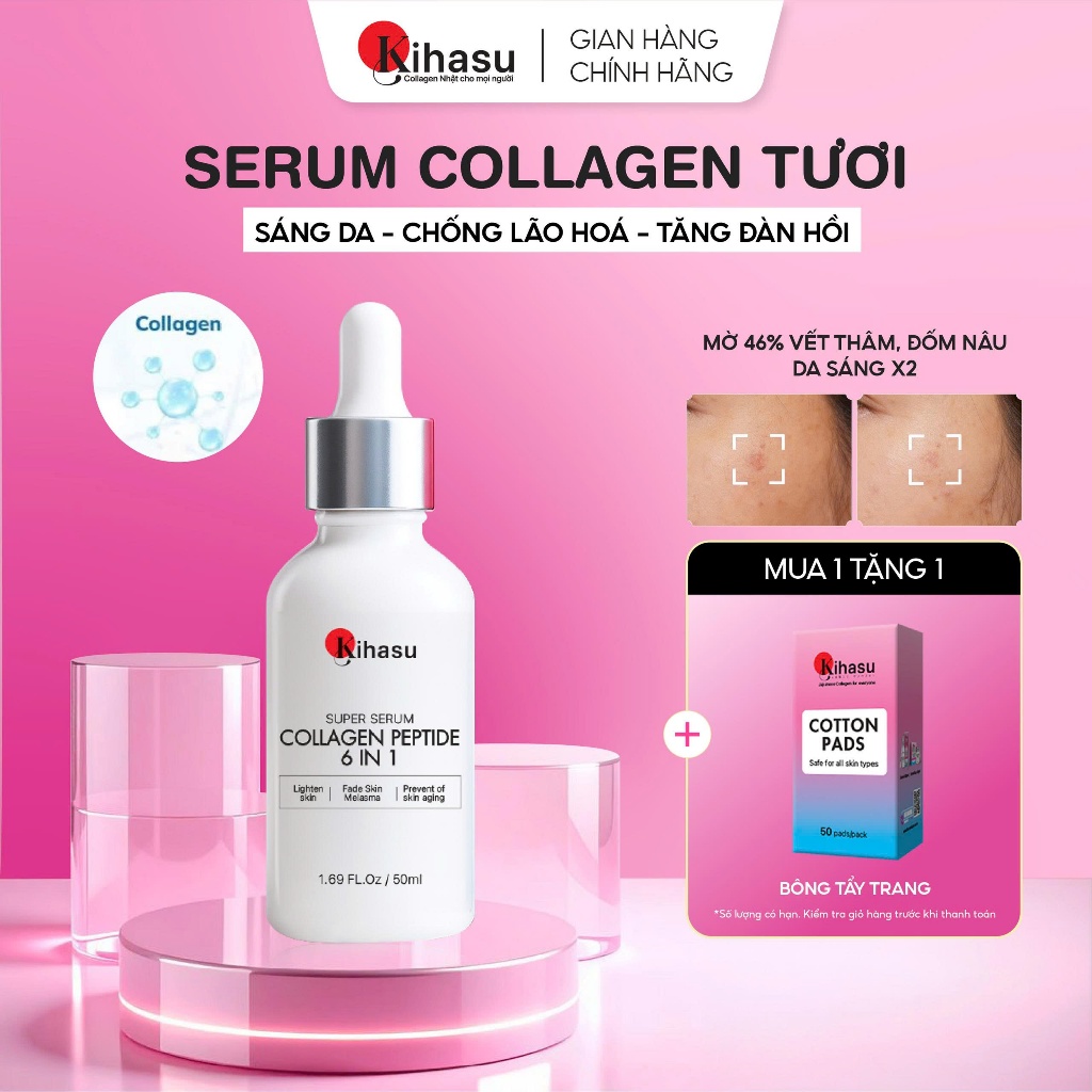 Serum Collagen Nhật Bản Kihasu Dưỡng Sáng Da, Tăng Đàn Hồi  Và Mờ Nám