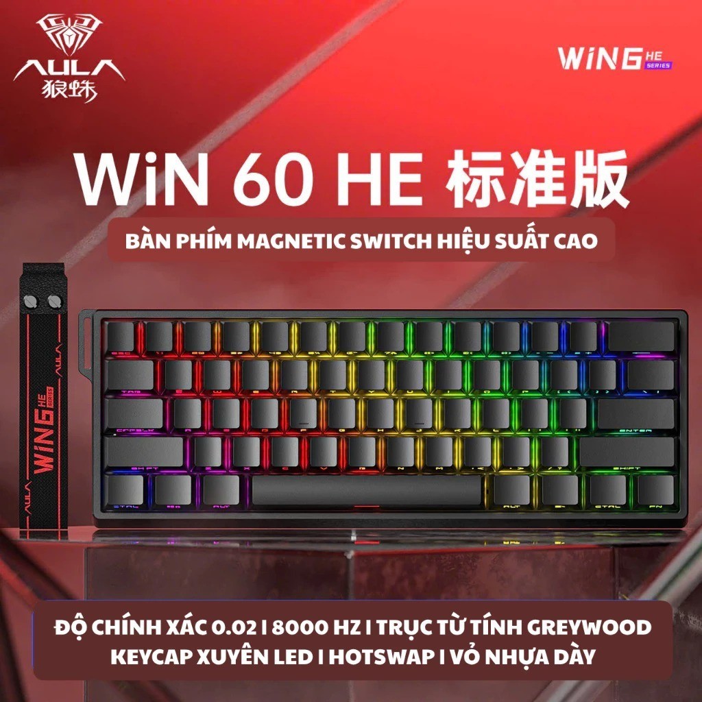 Bàn Phím Cơ Gaming AULA WIN68 HE - WIN60 HE Rapid Trigger - bàn phím HE giá rẻ 1k - 8k Polling Rate