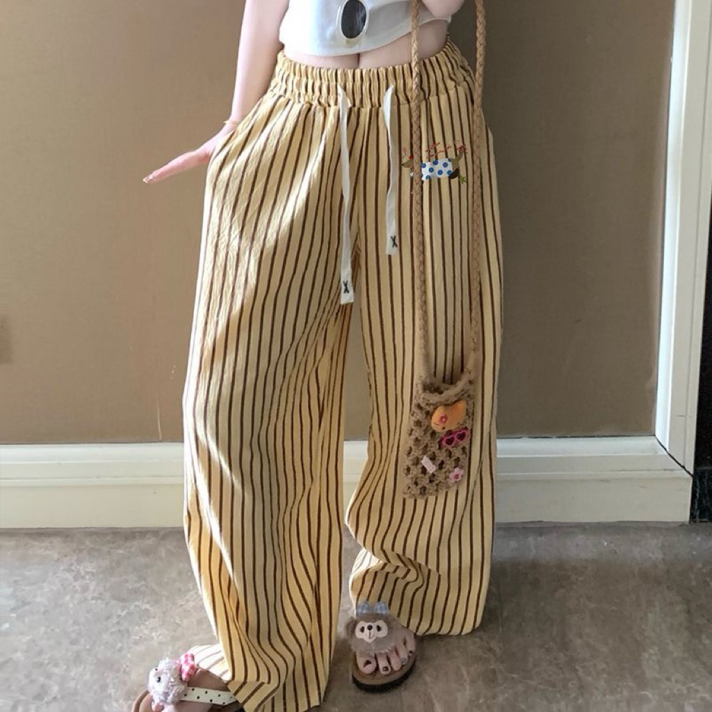 𝓜𝓲𝓷 𝓜𝓲𝓷_ Quần Dài Kẻ Sọc Dopamine – Quần Cotton Mềm Mại, Form Rộng Thoải Mái H66