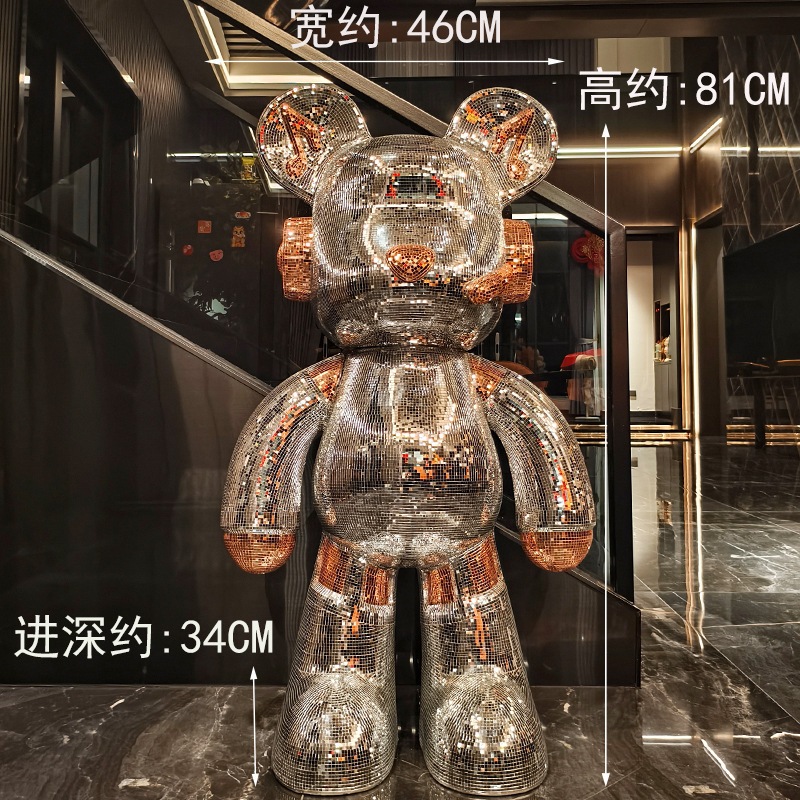 [SIZE 80cm] Tượng Gấu BearBrich DJ  Có Loa Bluetooth, đính gương decor phòng khách TH Decor