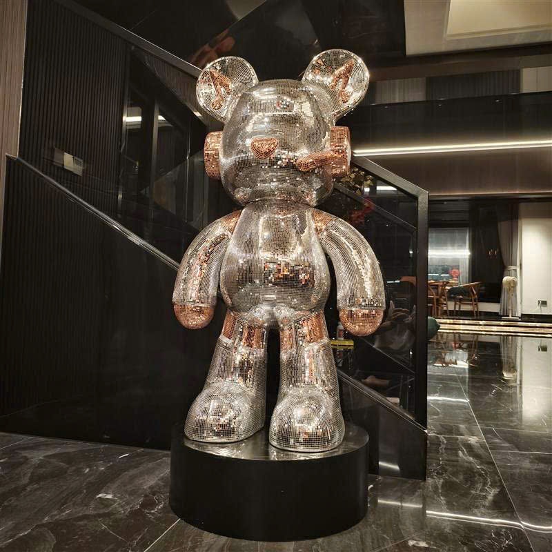[SIZE 50cm] Tượng Gấu BearBrich DJ  Có Loa Bluetooth, đính GƯƠNG decor phòng khách Mod Decor