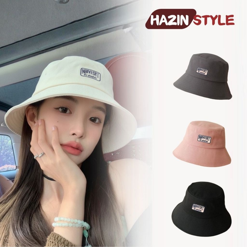 Mũ bucket HAZIN thêu chữ, mũ vành tròn form mềm chất vải kaki dành cho nam nữ phong cách hàn quốc