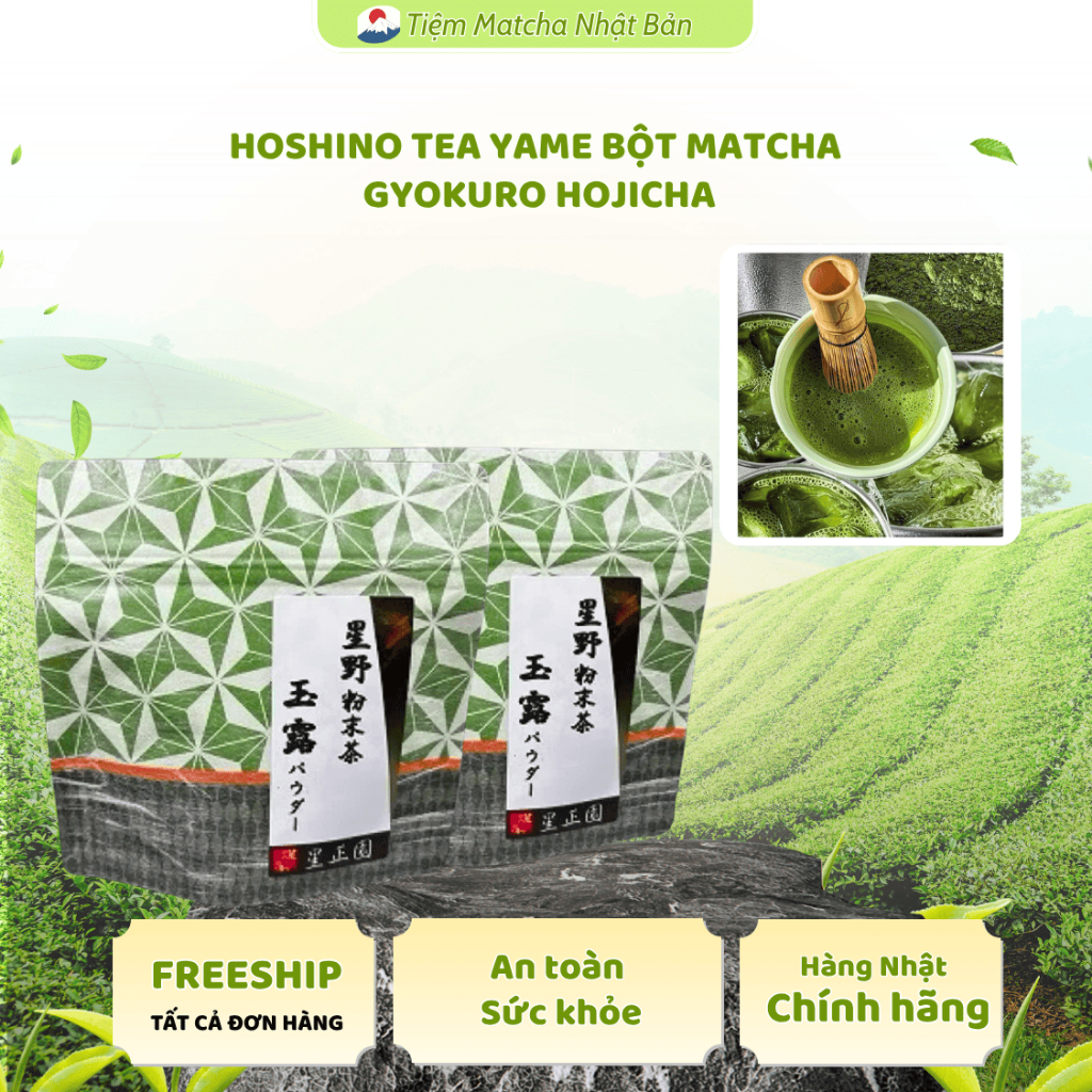 Hoshino Tea Yame Bột Matcha Gyokuro Hojicha Thơm Béo - Hậu Vị Dày, Mượt, Độ Umami Cao