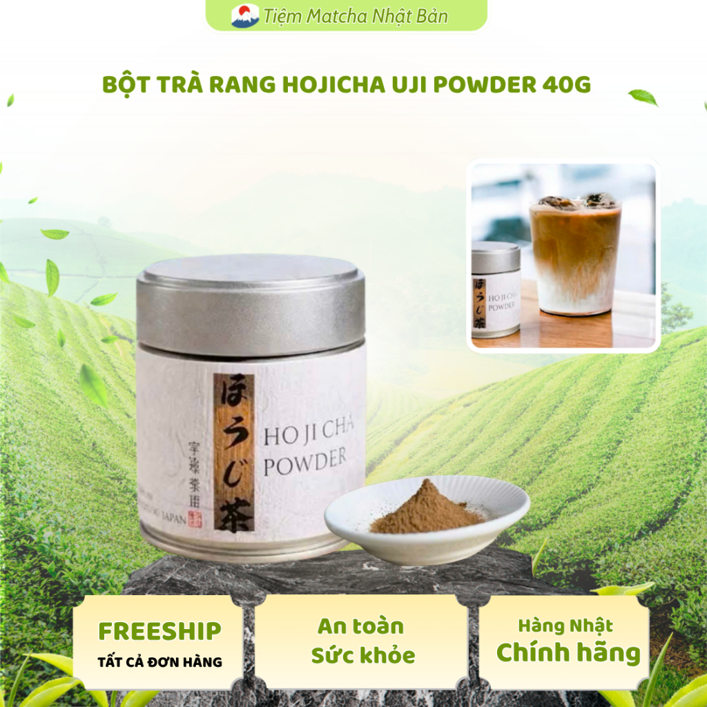 Bột Trà Rang Hojicha Uji Powder Hãng Ujiseichaen Uji Kyoto Nhật Bản Hũ 40g
