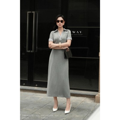 Set Áo Váy Hè Nữ MY WAY Ngắn Tay Cổ Đức Cao Cấp Sang Trọng 5MAB16318 5MCAB3268