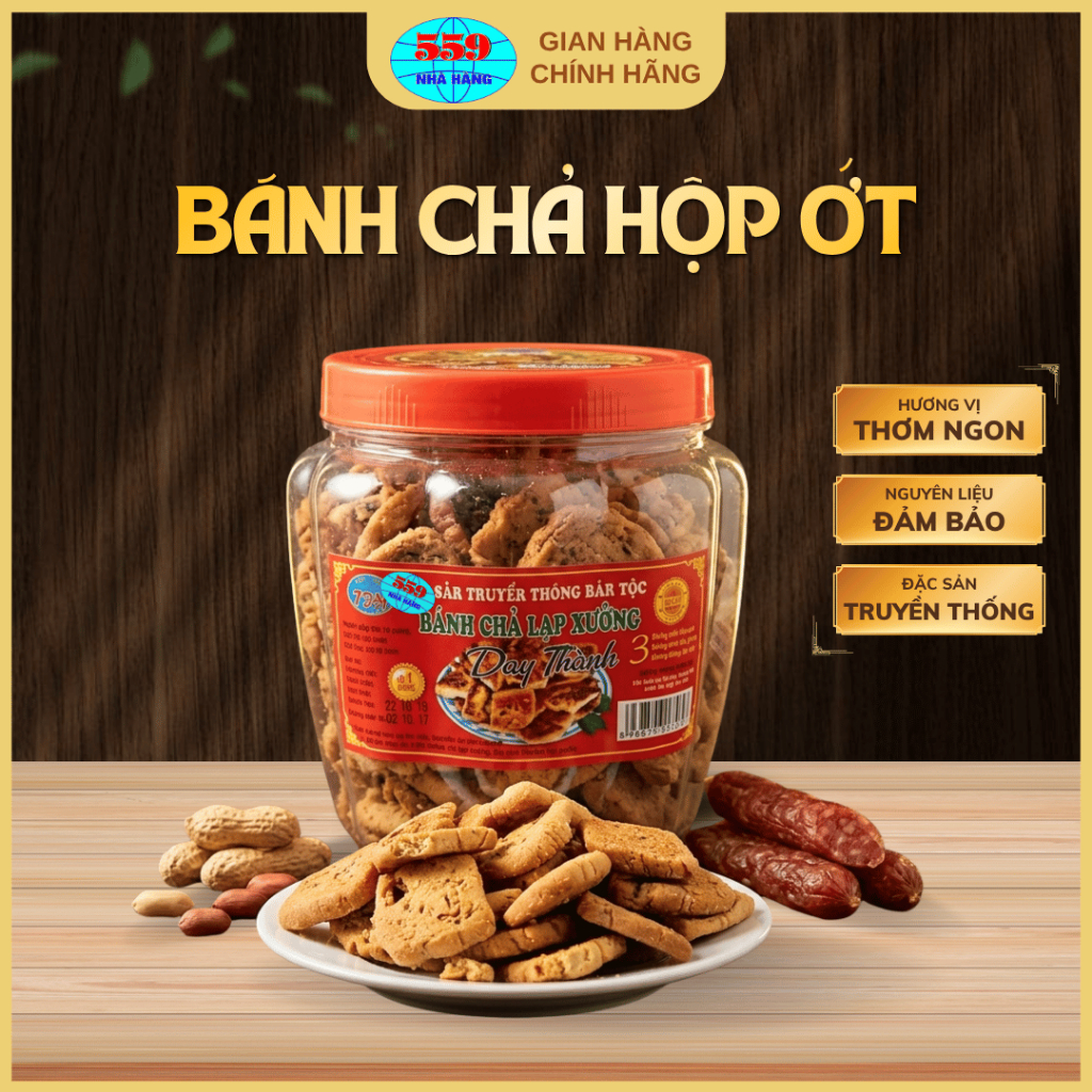 Bánh Chả Hộp Ớt 350g Giòn Bùi Hộp Tiện Lợi - Đặc Sản Hải Dương 559. Chuẩn Hương Vị Cổ Truyền