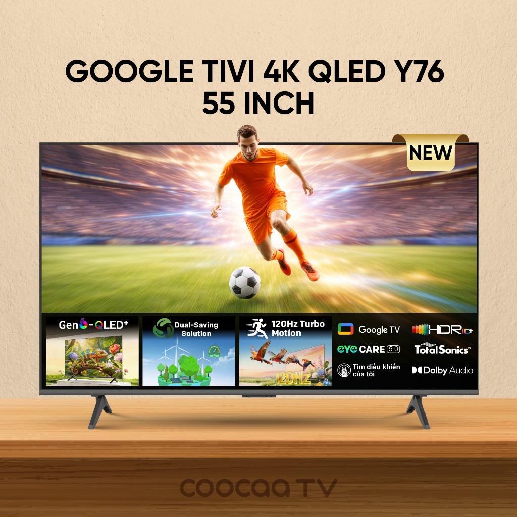 [Miễn phí lắp đặt HN-HCM] Smart Google TV COOCAA 55 Inch Qled 55Y76 Điều Khiển Bằng Giọng Nói | HSR 
