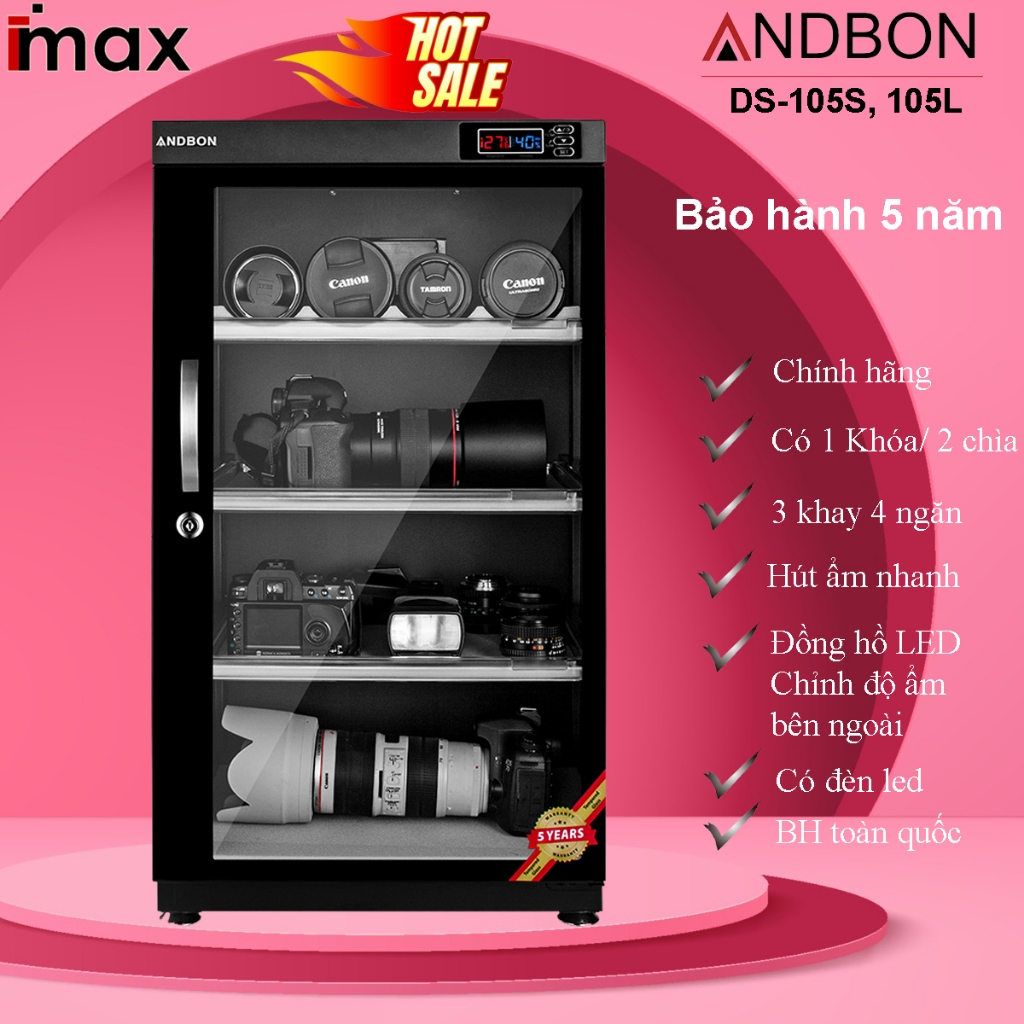 Tủ chống ẩm Andbon AD-100S Model cũ/ DS-105S Model Mới (dung tích 100 lít )