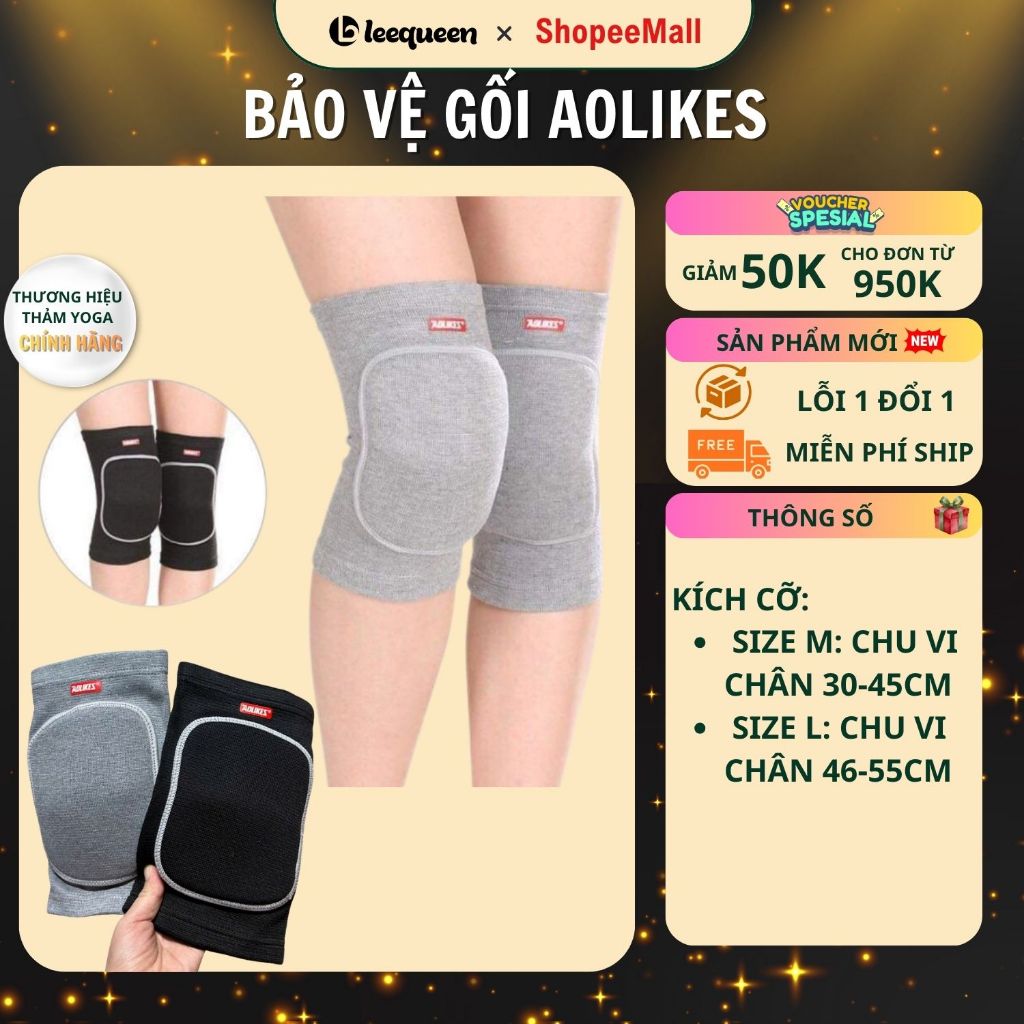 Băng Quấn Đầu Gối Lee Queen Aolikes 0210 Có Lớp Đệm hỗ trợ tập Yoga, Gym Cho Nữ 2 chiếc