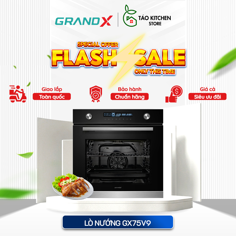 Lò nướng âm tủ GrandX GX75V9 - Dung Tích 75L, Nướng Đều, Công Suất Mạnh Mẽ