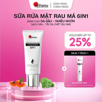 Sữa Rửa Mặt Cho Da Dầu, Nhiều Nhờn Kihasu Collagen 6in1 100g - Sạch Sâu Kiềm Dầu - Mịn Mềm Không Khô Da