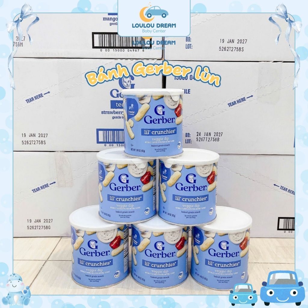 Bánh ăn dặm Gerber lùn Lil' Crunchies cho bé từ 8 tháng tuổi