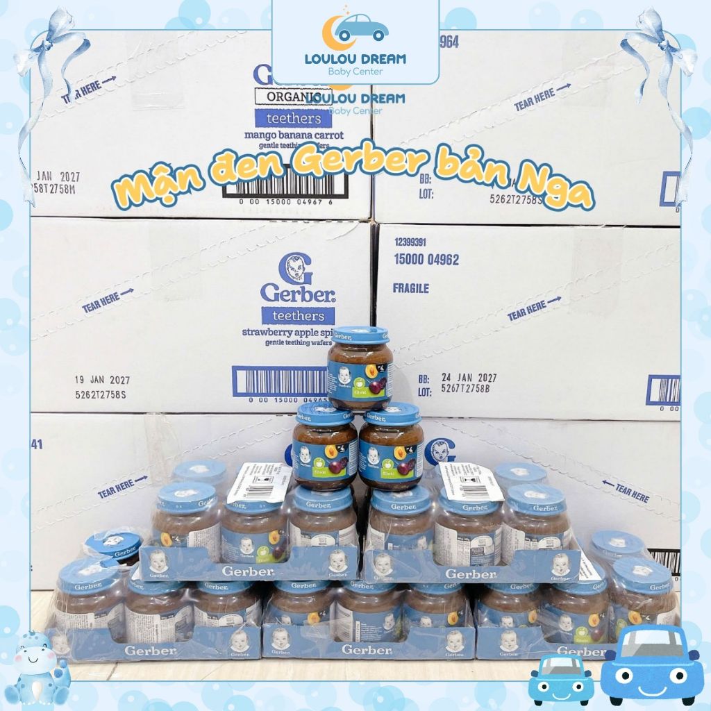 Mận đen nghiền Gerber chống táo bón cho bé từ 4m+ chính hãng Nga 125g