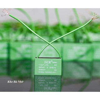 (1.5uf) Tụ Quạt 1,5uf - CBB61 450VAC tụ xanh NCS nhập khẩu mẫu mới 2026.