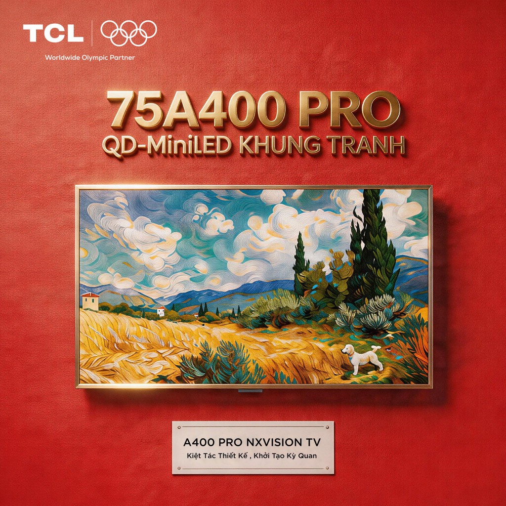 【QD-MiniLED 】TV Khung Tranh 75inch Kiệt Tác Thiết Kế, TCL A400PRO, 4K+144Hz, Tấm Nền Matte