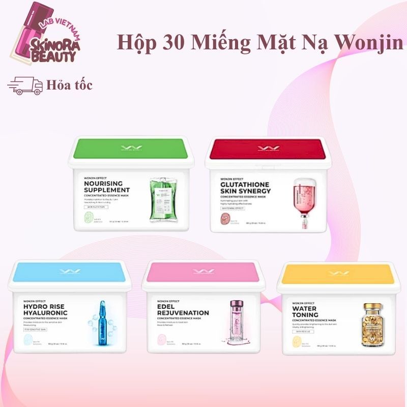 Hộp 30 Miếng Mặt Nạ Wonjin Dưỡng Trắng Combo 30 Miếng Mask Wonjin Effect Essence Mask Cấp Ẩm Phục Hồ
